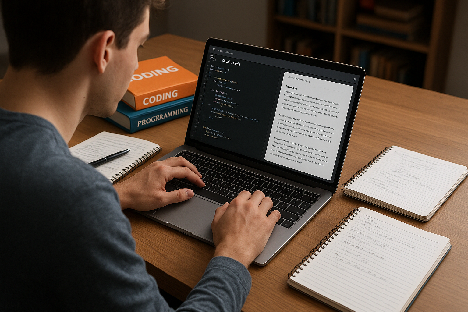 대학생이 Claude Code를 사용하며 코딩 공부를 하는 모습
