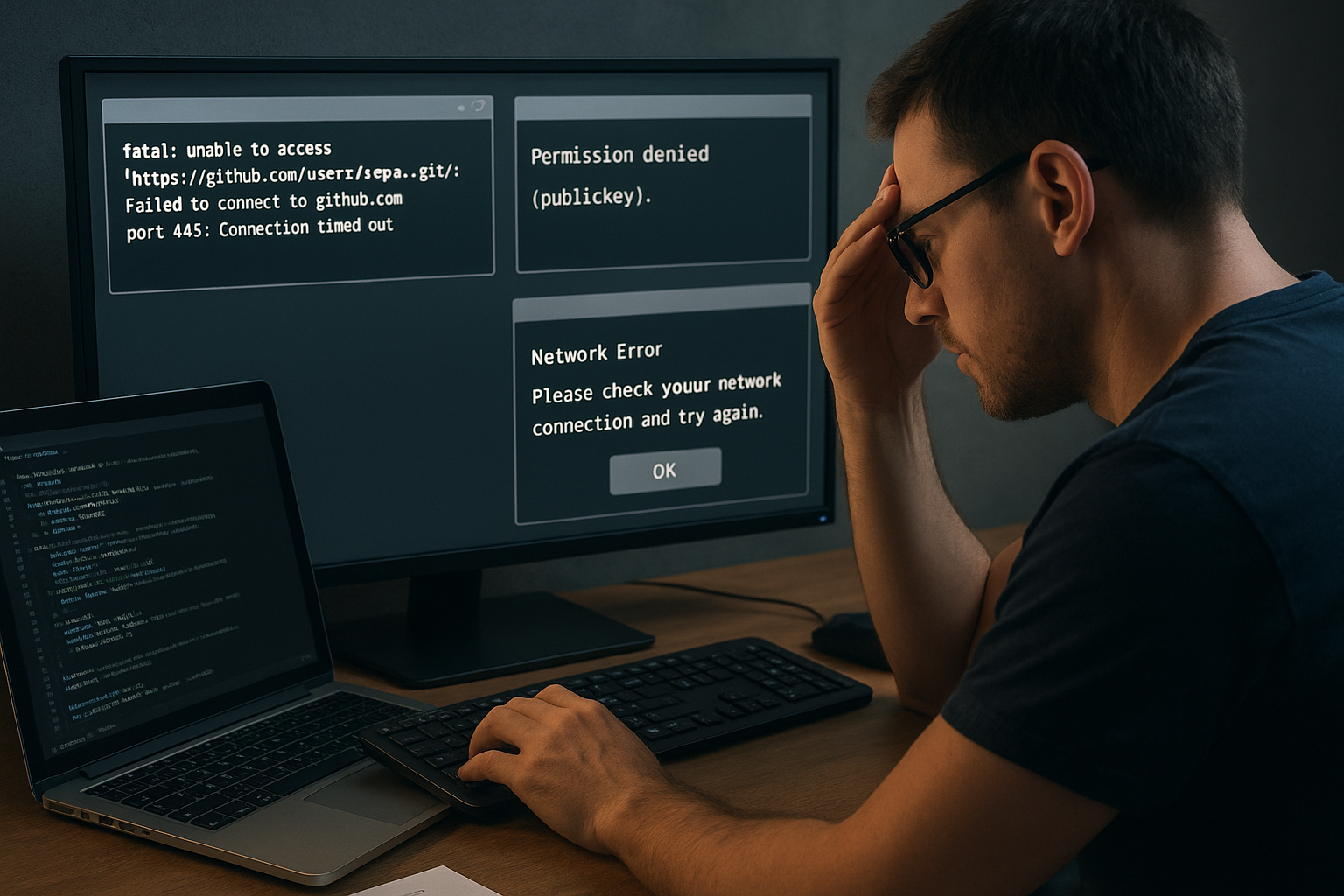Windows와 macOS에서 발생하는 설치 오류 문제 해결 과정을 보여주는 개발자 장면