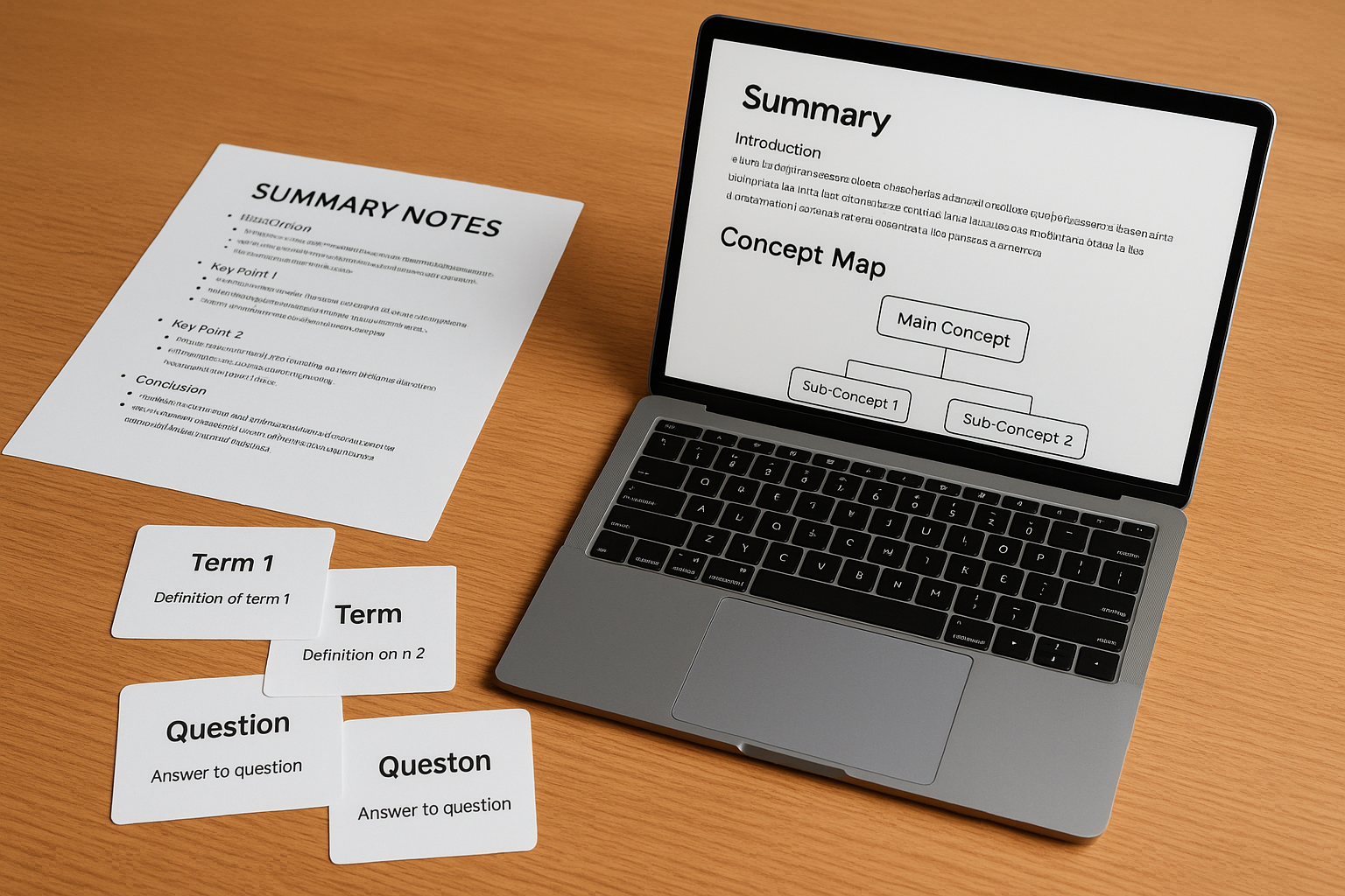 이론 요약과 개념 정리를 자동화하여 시험 대비 자료를 정리하는 모습