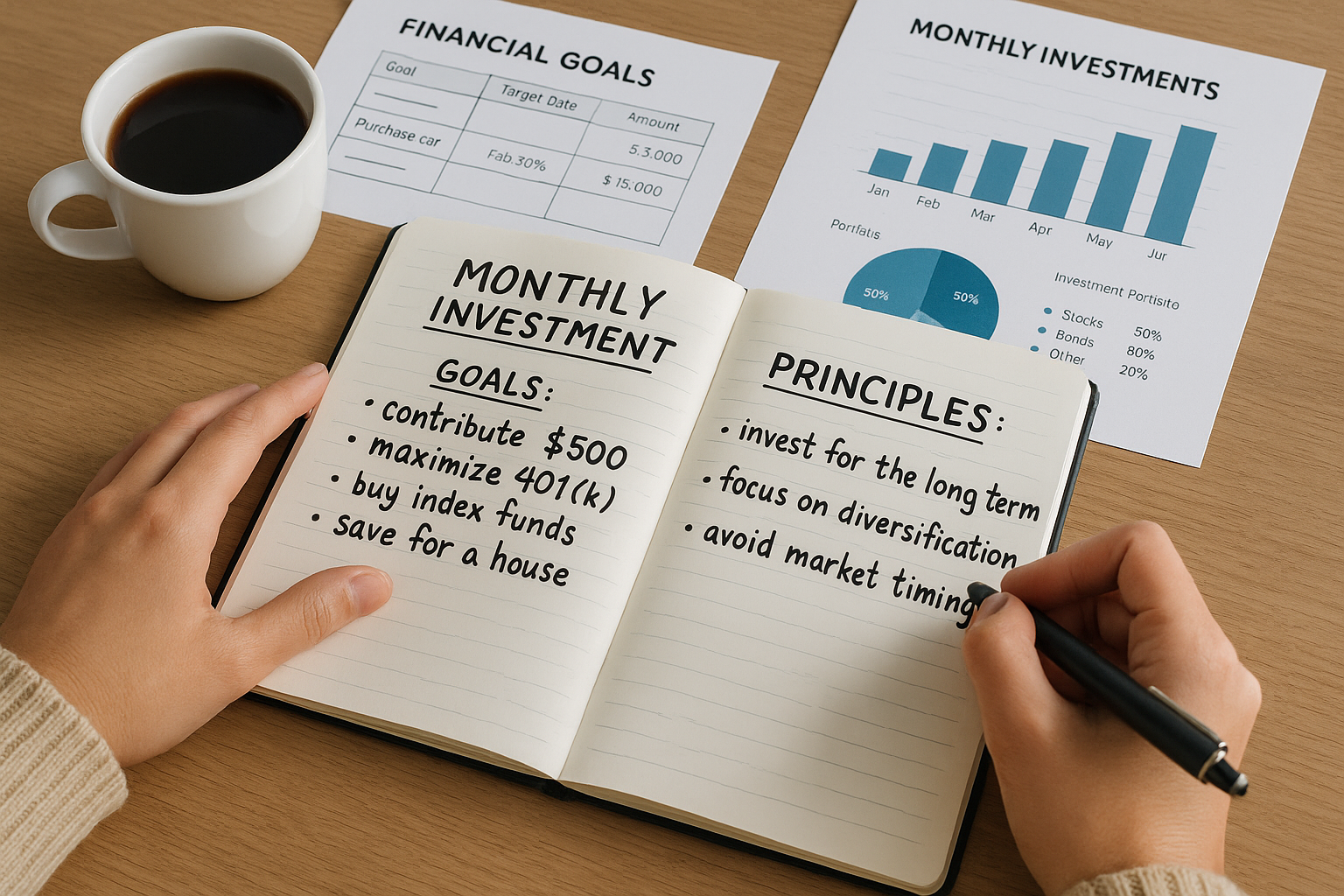 투자 목표와 원칙을 정리하는 모습