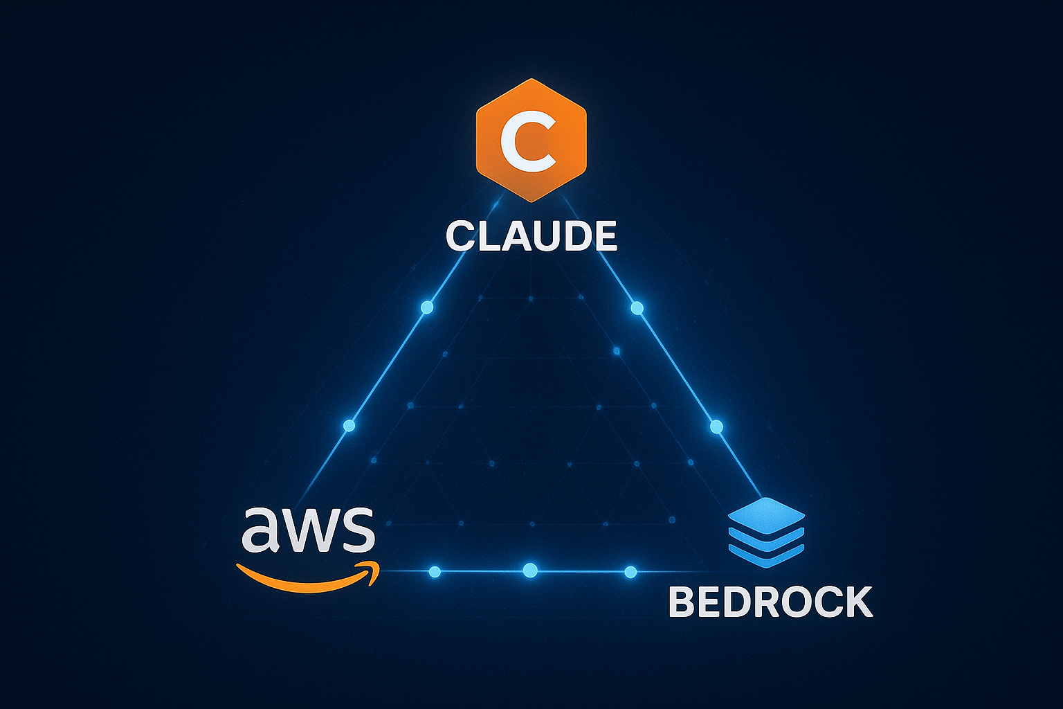 Claude, AWS, Bedrock 삼각 구조를 시각화한 이미지