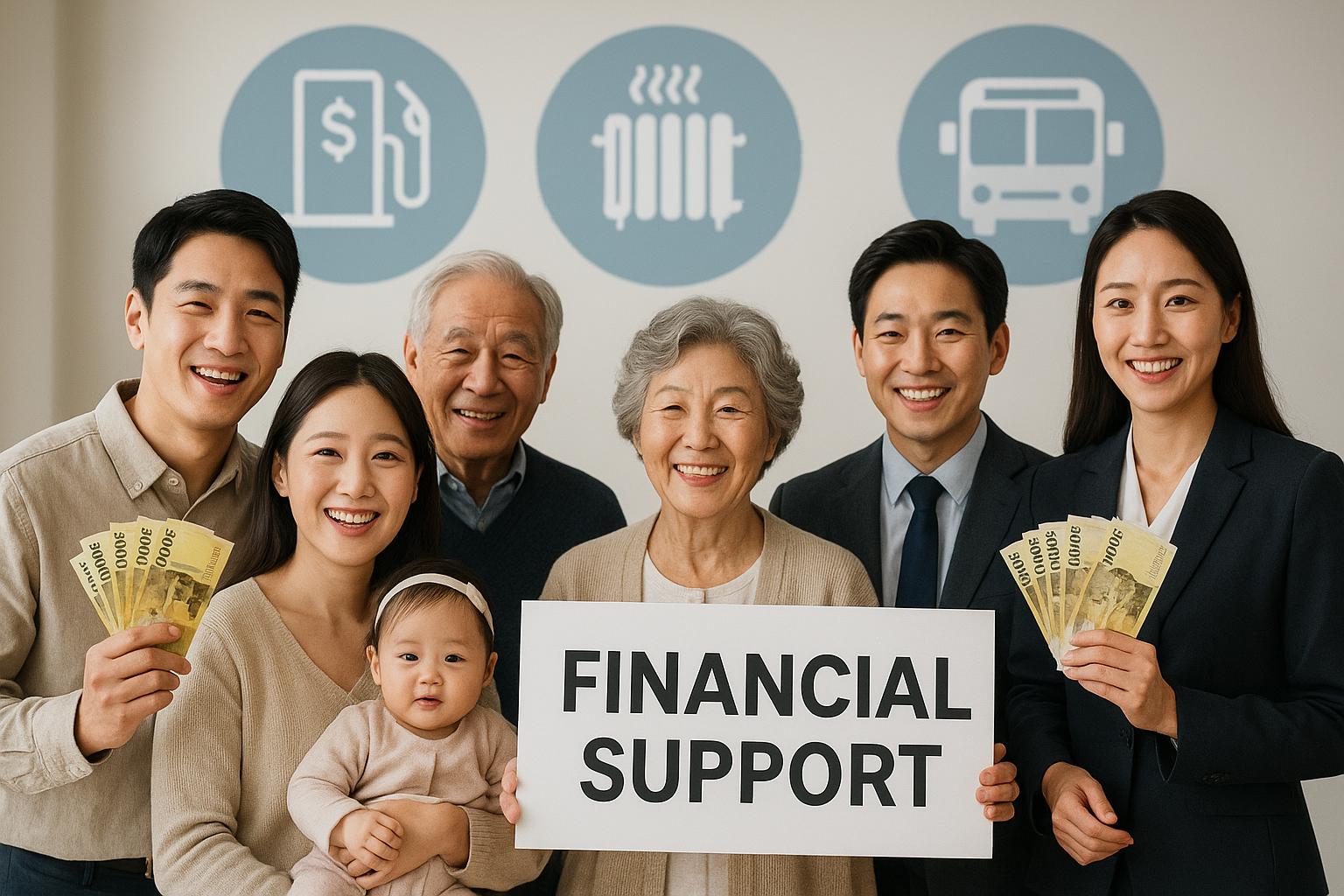 고유가 피해지원금을 받으며 생활비 부담이 완화된 다양한 국민들의 모습