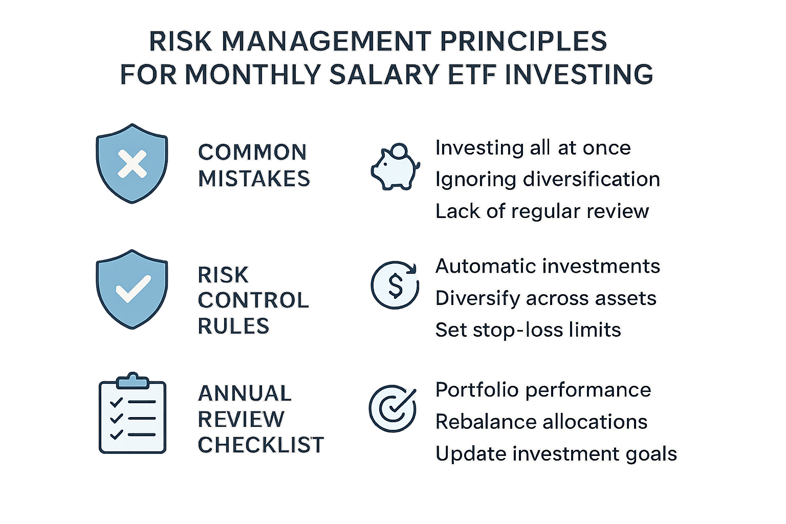 월급러 ETF 투자에서 흔한 실수와 리스크 관리 체크리스트를 설명하는 인포그래픽