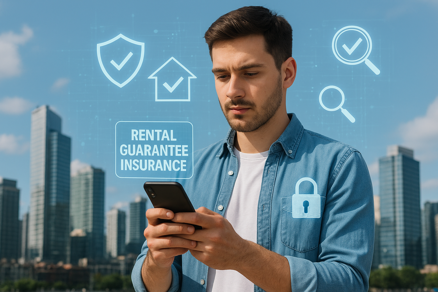 청년이 스마트폰 앱으로 전세사기 예방 공공 도구를 확인하는 모습