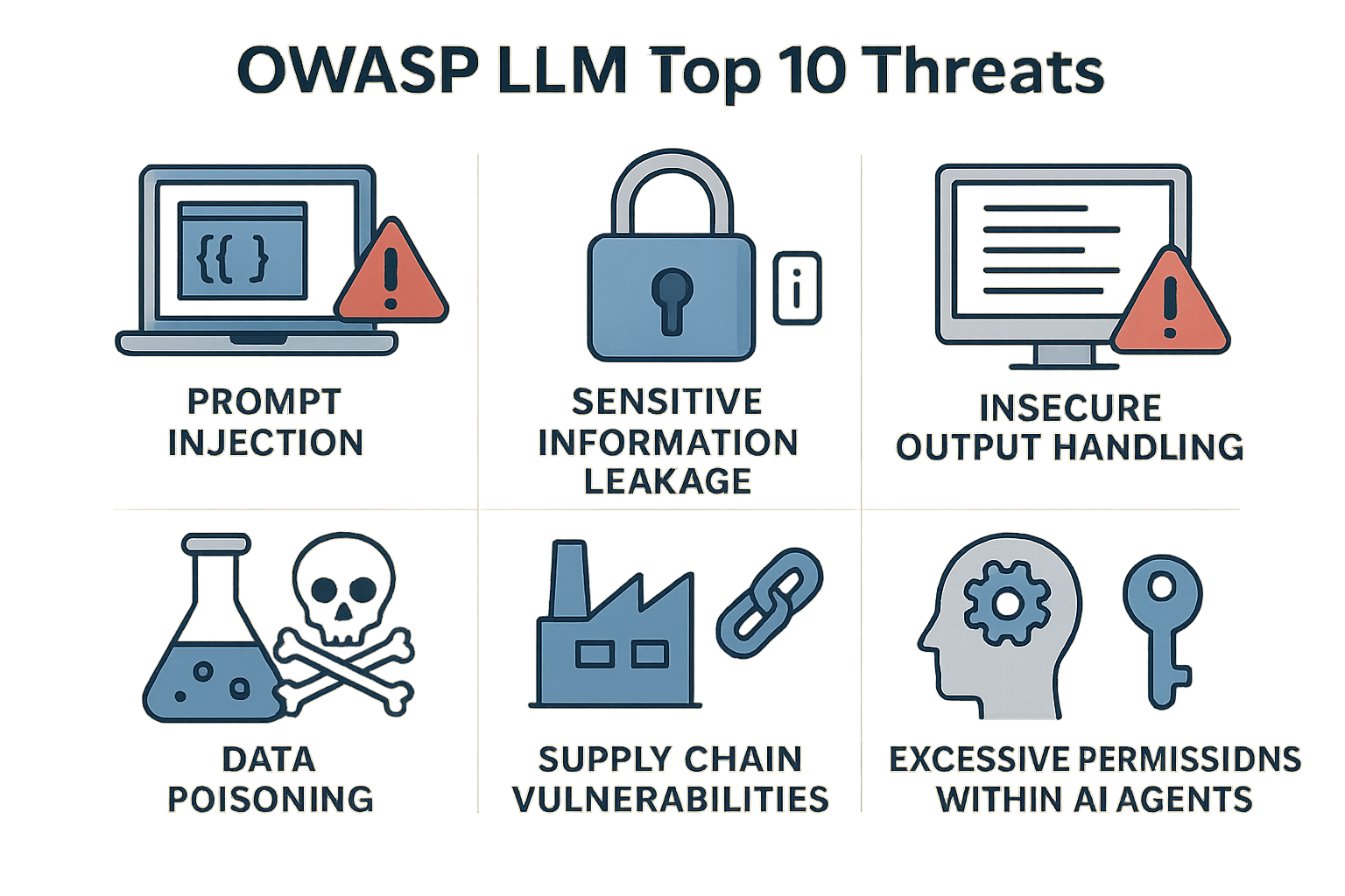 OWASP LLM Top 10 기반 위협 모델 다이어그램과 위협 요소 시각화