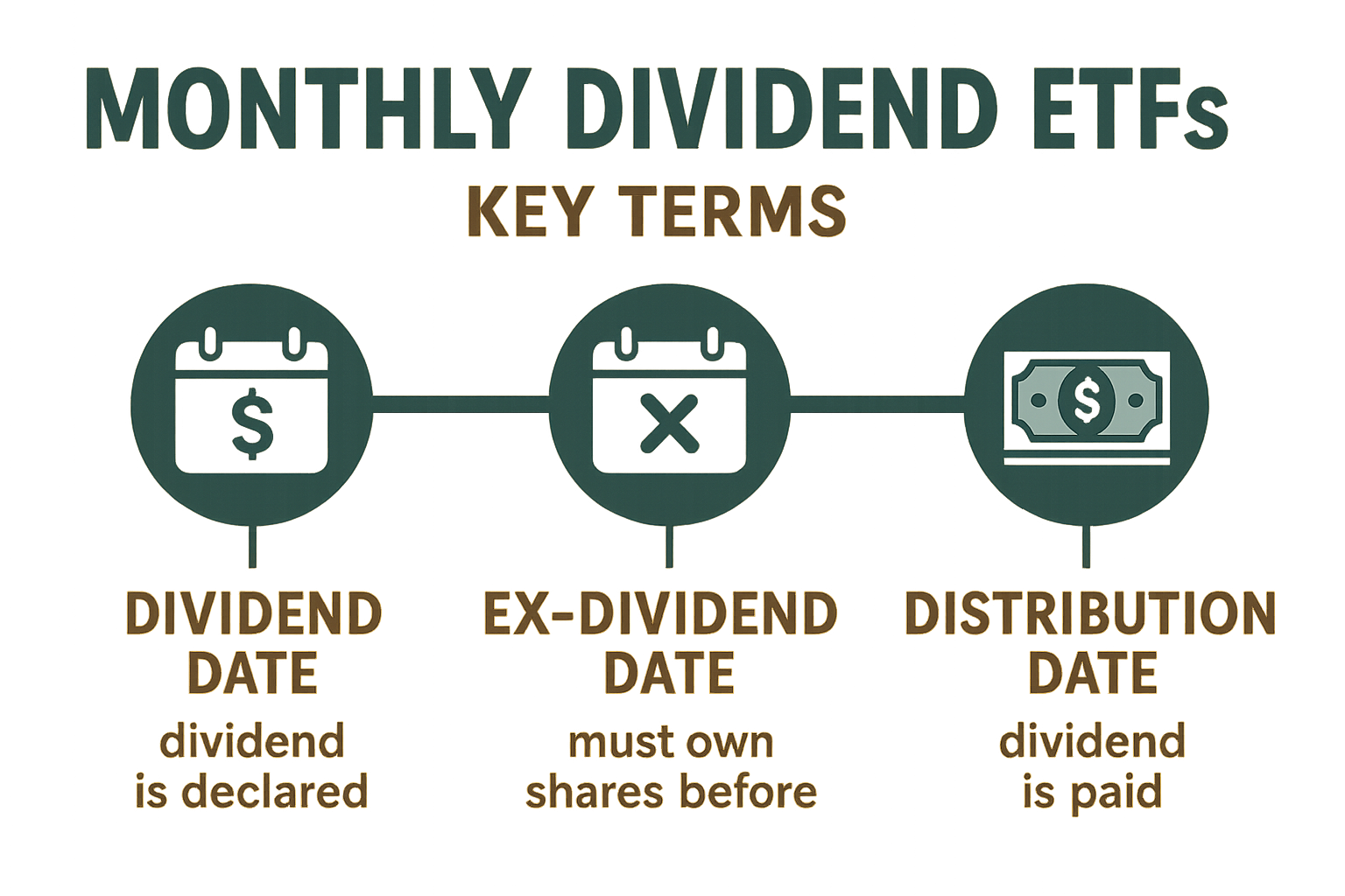 월배당 ETF의 배당락일, 분배락일 등 주요 용어와 일정 설명 인포그래픽