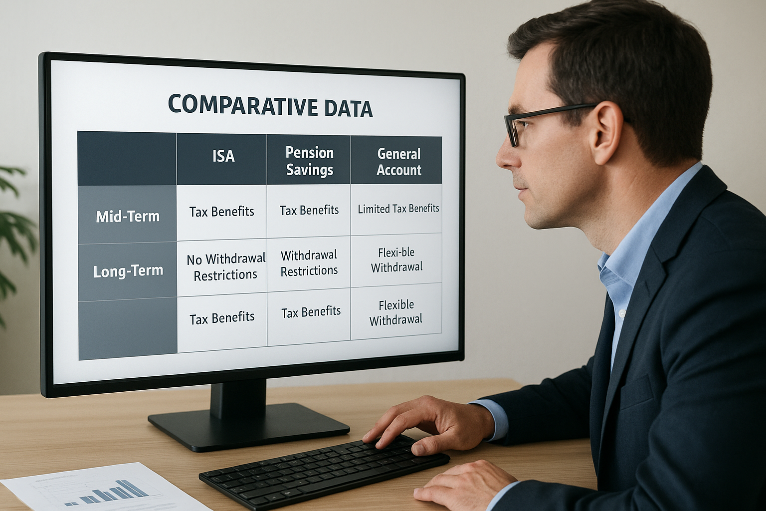 ISA, 연금저축, IRP, 일반계좌의 세제 혜택과 인출 제약 정보를 비교하는 이미지