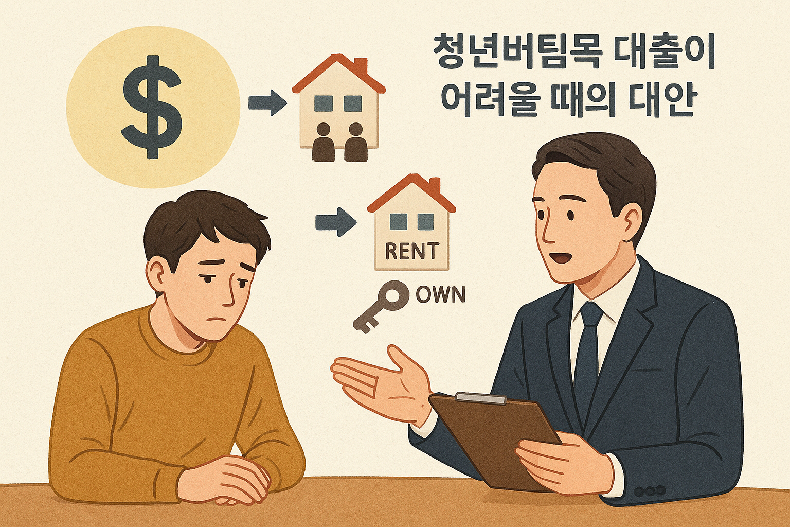 무직자 전세대출 대안 주거 및 전략 상담 장면