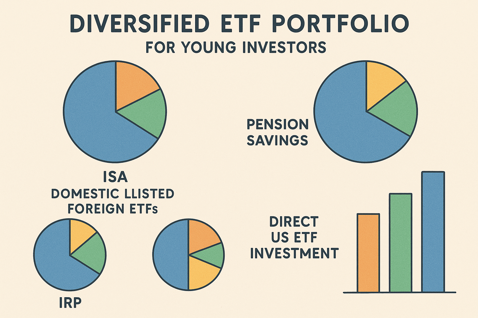 사회초년생이 다양한 계좌에 ETF를 나누어 투자하는 포트폴리오 예시