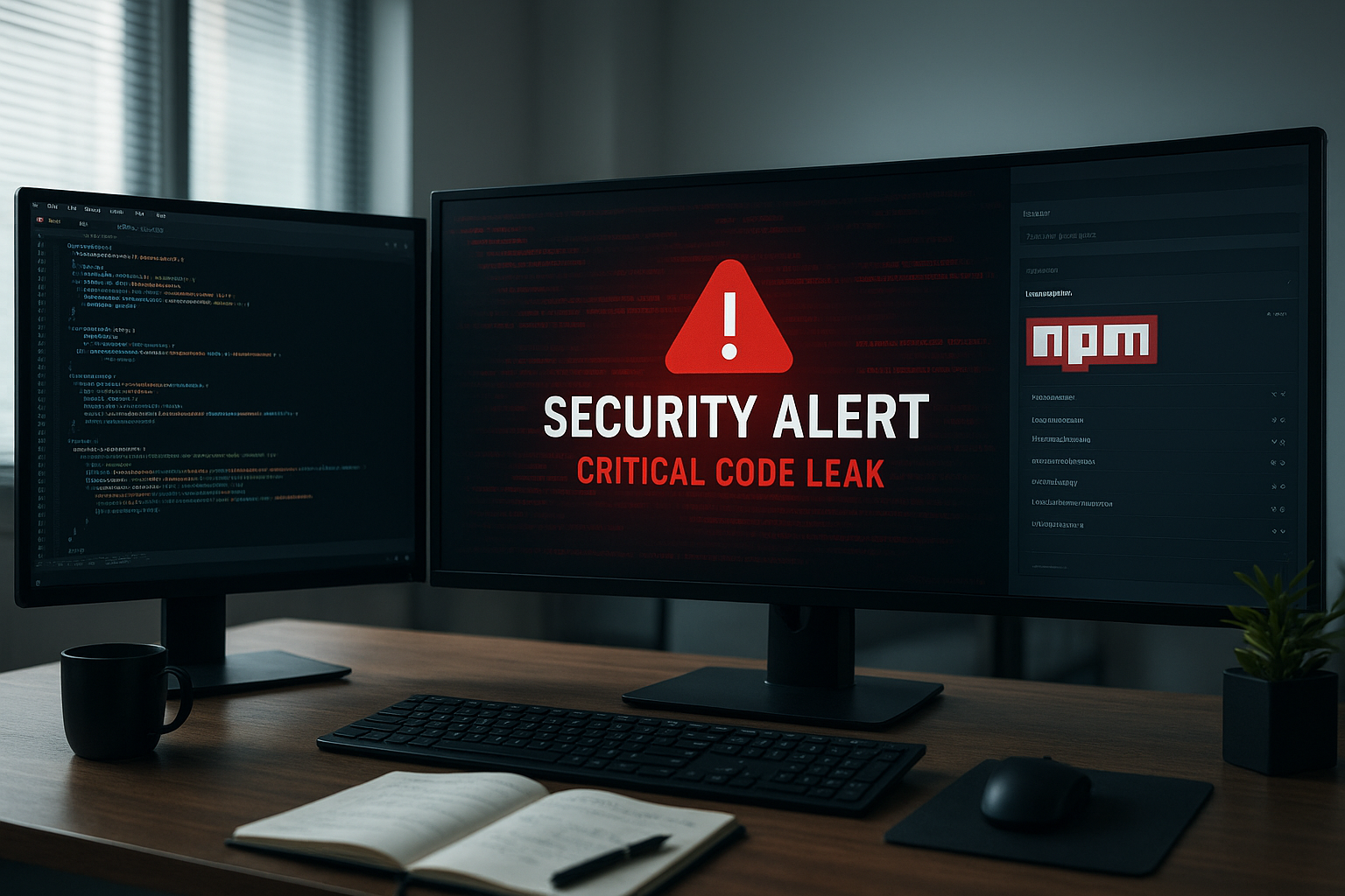 소스코드 유출 사고를 나타내는 개발자 작업 환경