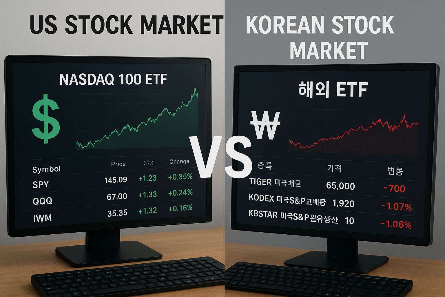미국 ETF 직투와 국내 상장 해외 ETF의 거래 통화와 세제 차이 비교 이미지