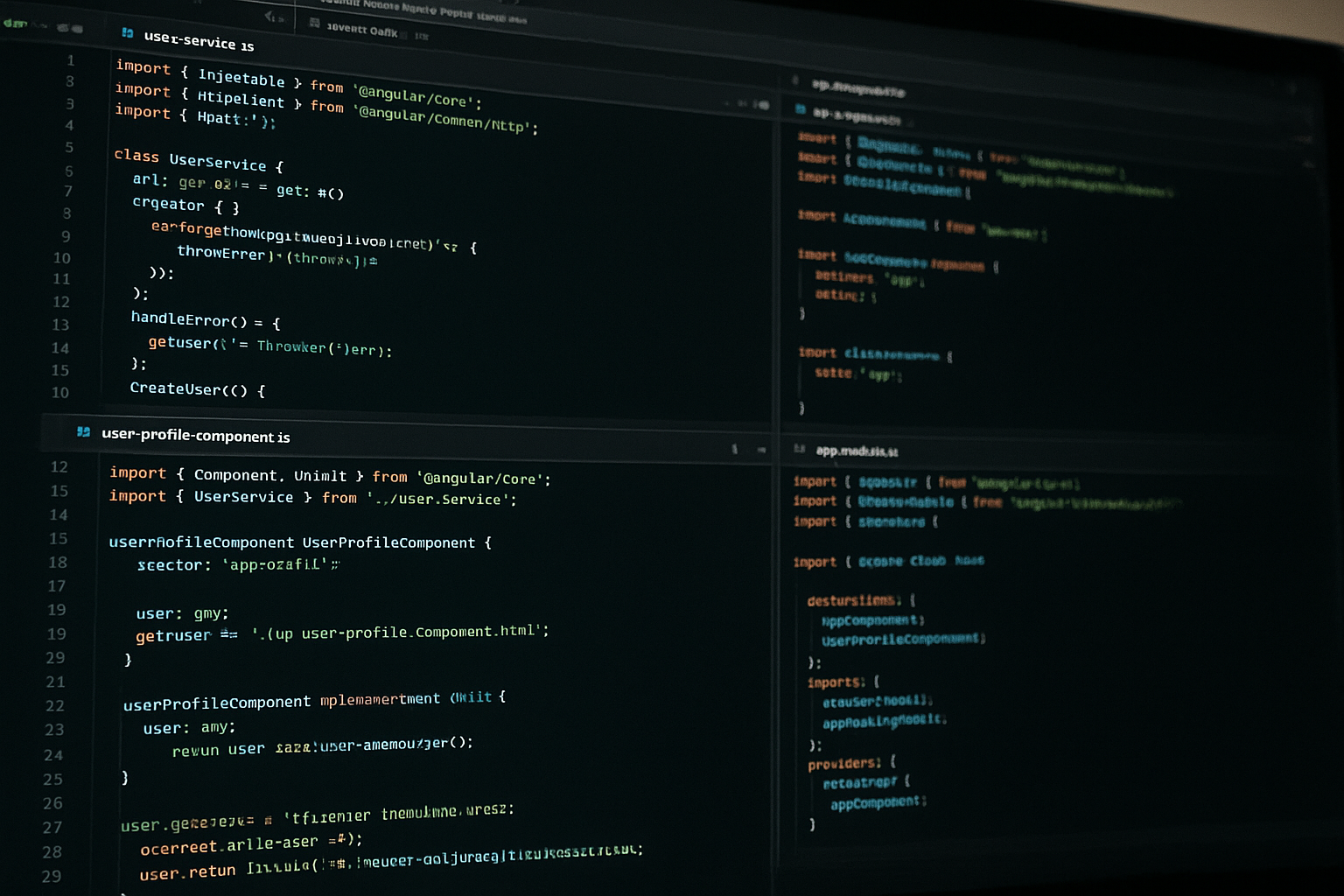 대규모 소스 코드 유출을 상징하는 복잡한 TypeScript 코드가 보이는 컴퓨터 화면