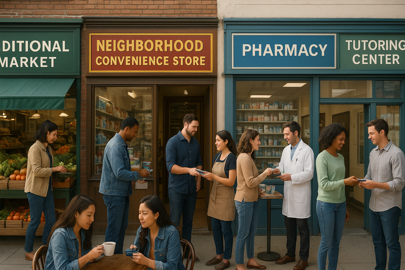 지역 내 전통시장, 편의점, 카페, 약국, 학원 등 소상공인 매장에서 결제하는 모습