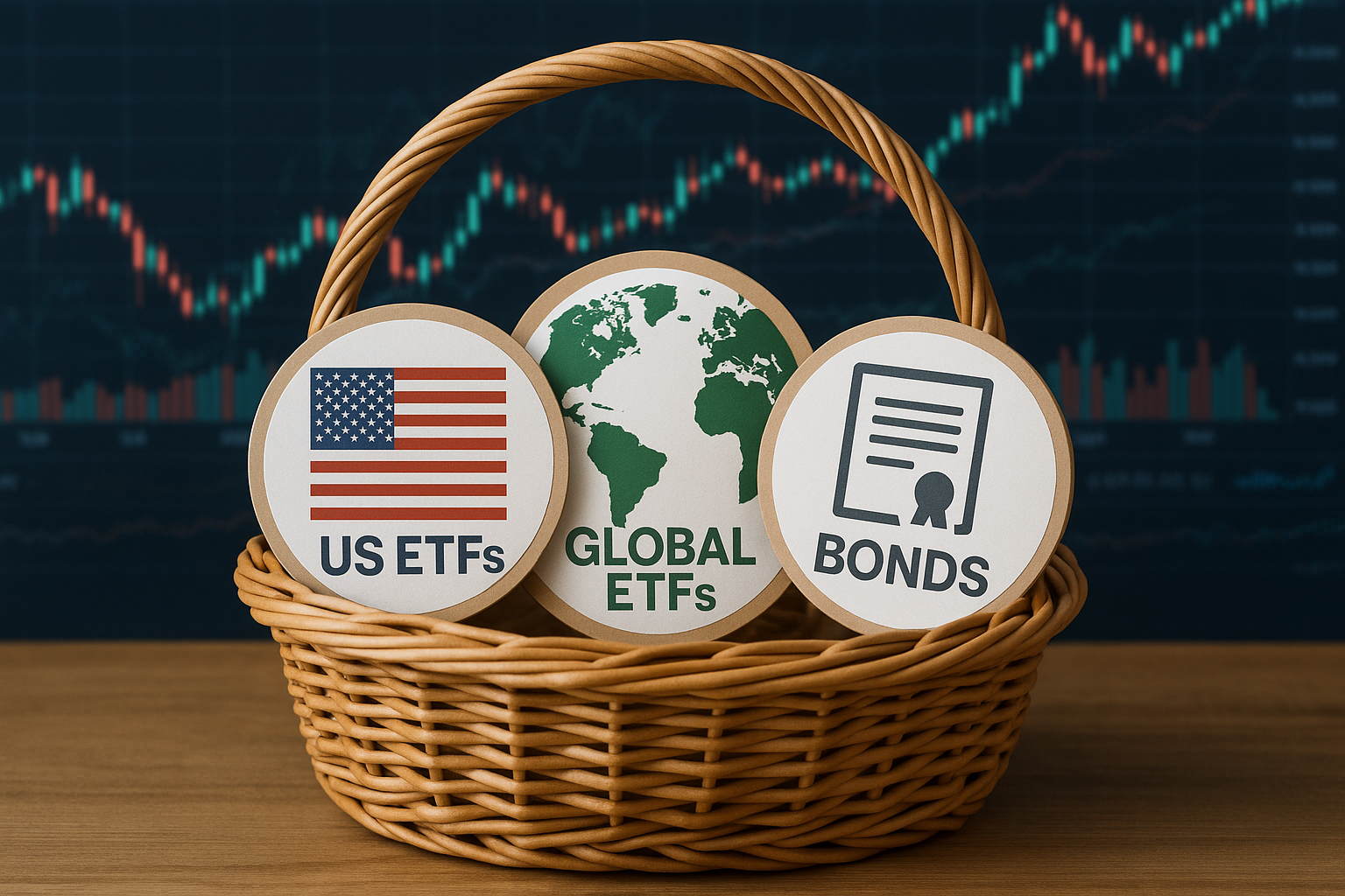 미국 ETF, 글로벌 ETF, 채권으로 구성된 균형 잡힌 포트폴리오 이미지