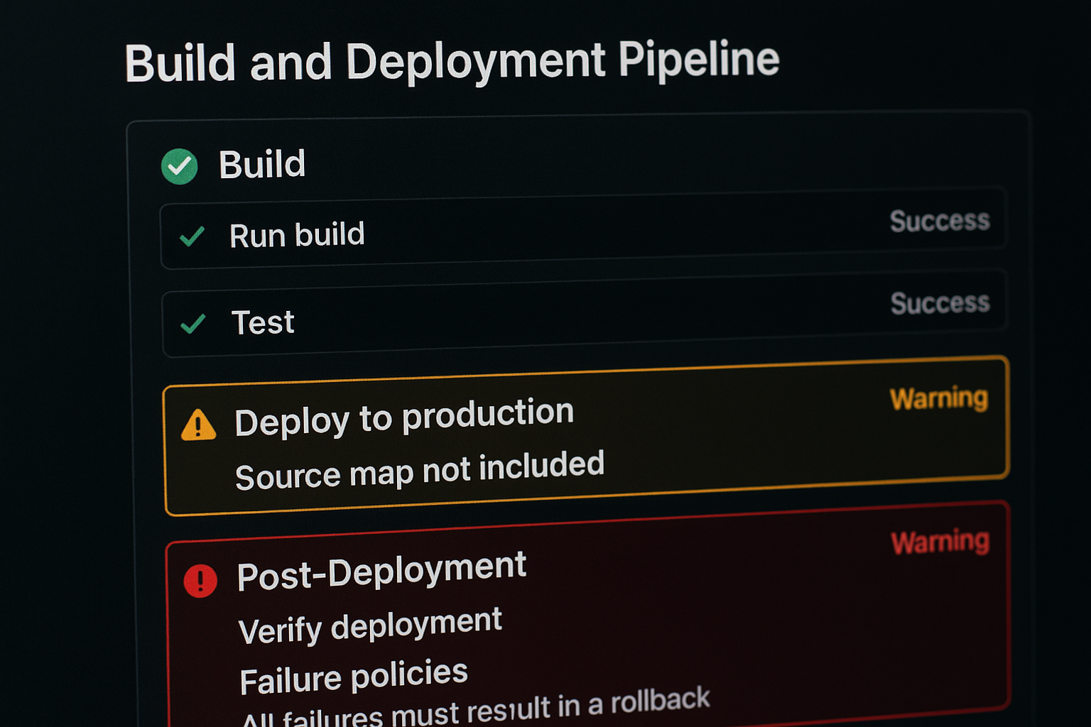 안전한 빌드 및 배포 파이프라인에서 소스맵 포함 경고 대시보드