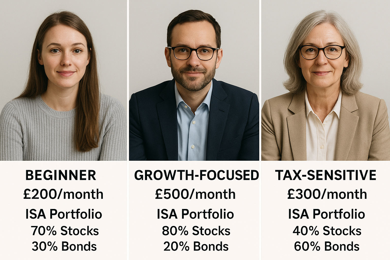 유형별 투자자 특성에 맞춘 월 적립 ISA 포트폴리오 구성 예시 이미지.