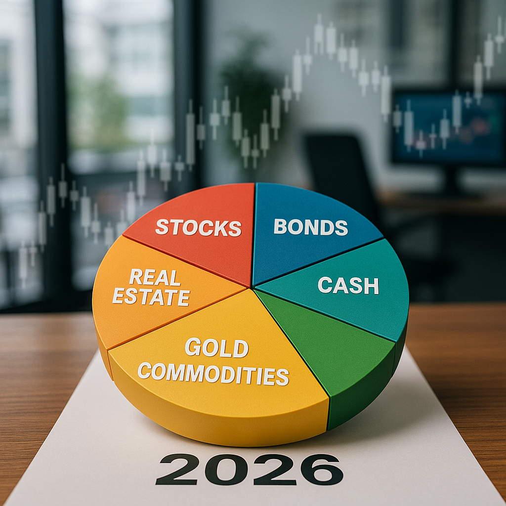 다양한 자산군으로 구성된 포트폴리오를 보여주는 원형 차트 이미지