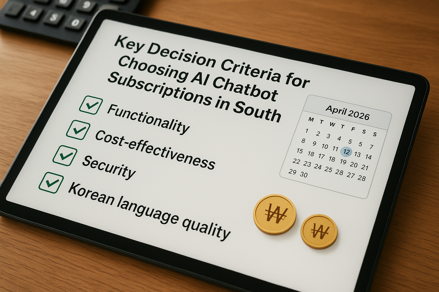 2026년 한국에서 AI 챗봇 유료 구독 선택 시 중요한 기준을 확인하는 디지털 체크리스트 이미지