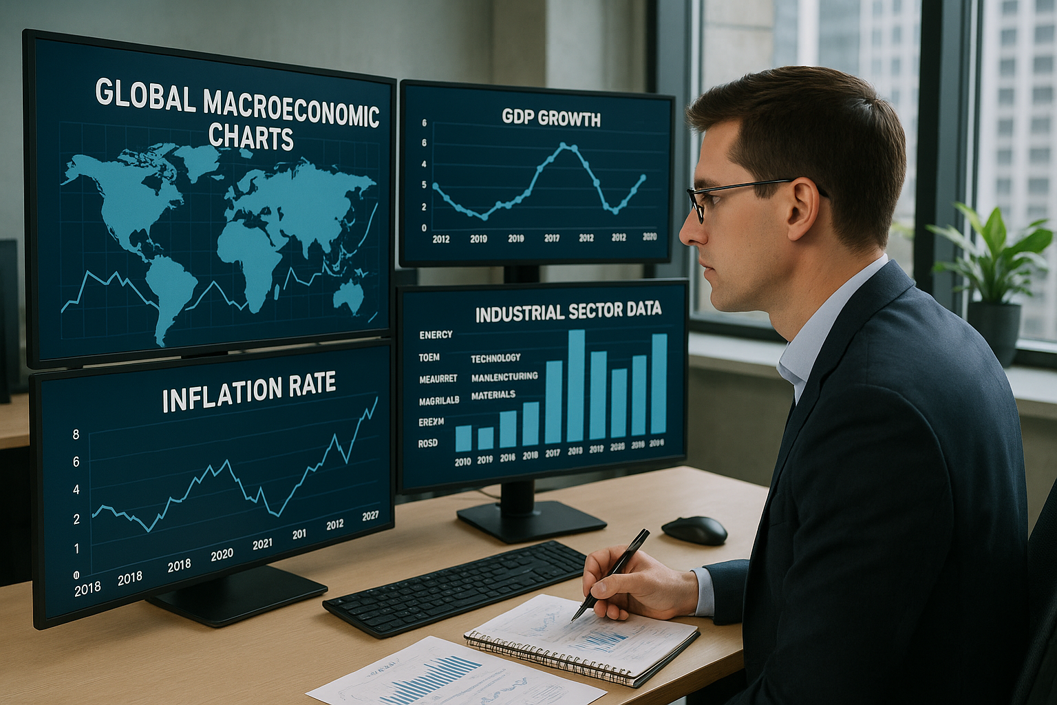 거시경제와 산업 데이터를 분석하는 투자 전략가 이미지