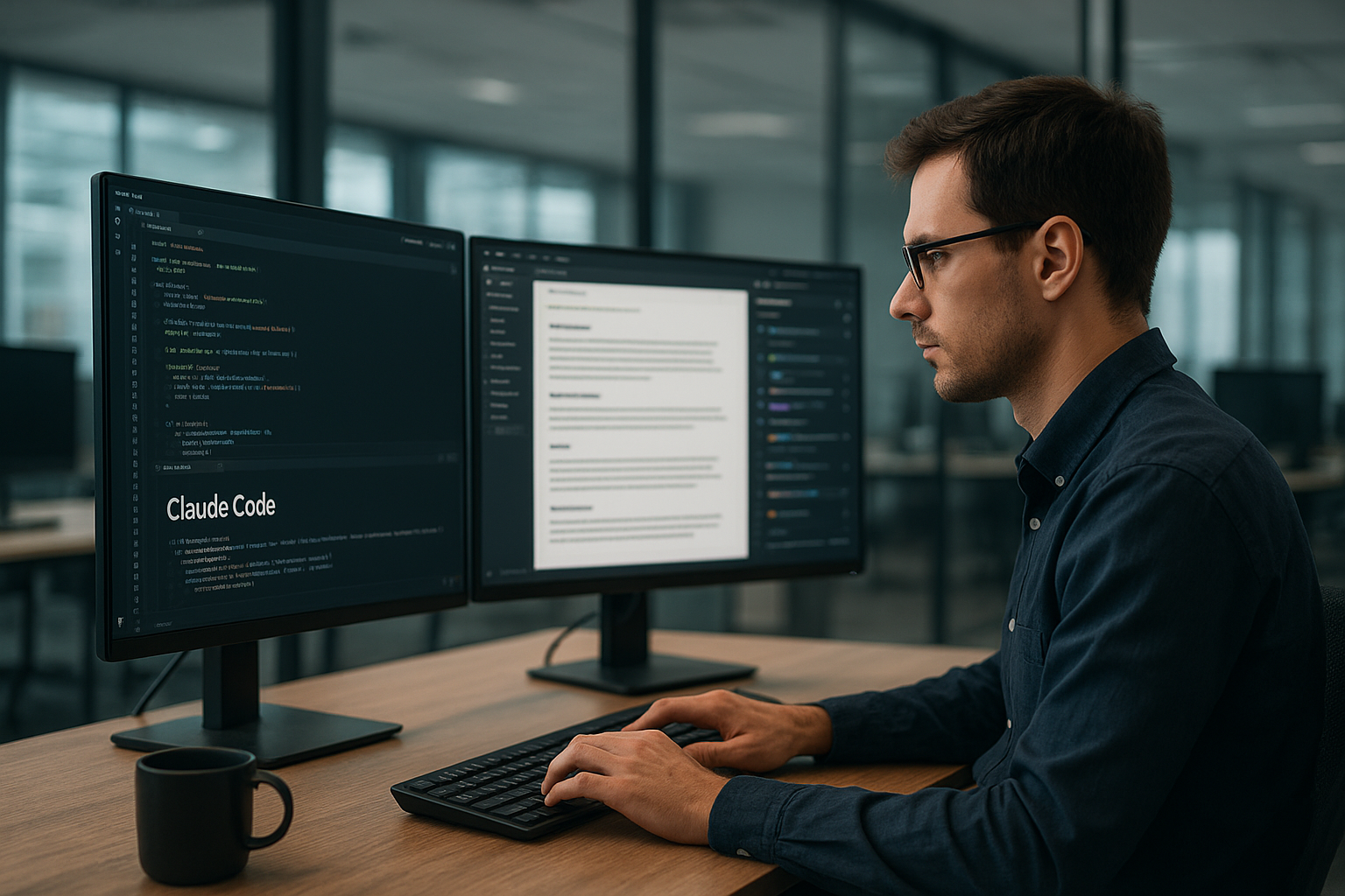 클로드 프로 사용자가 코딩, 문서 작성, 리서치 작업을 하는 모습