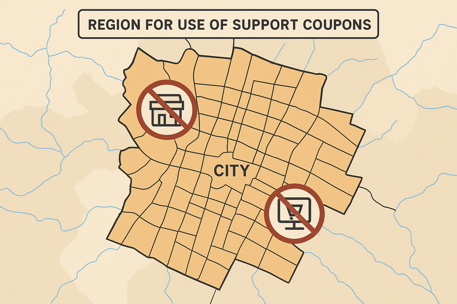 고유가 피해지원금 사용 가능한 지역과 제한 지역을 표시한 지역 지도