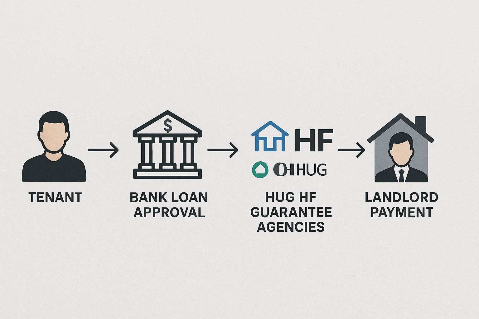 전세대출 승인 절차와 HUG HF 보증기관 역할을 단계별로 보여주는 이미지