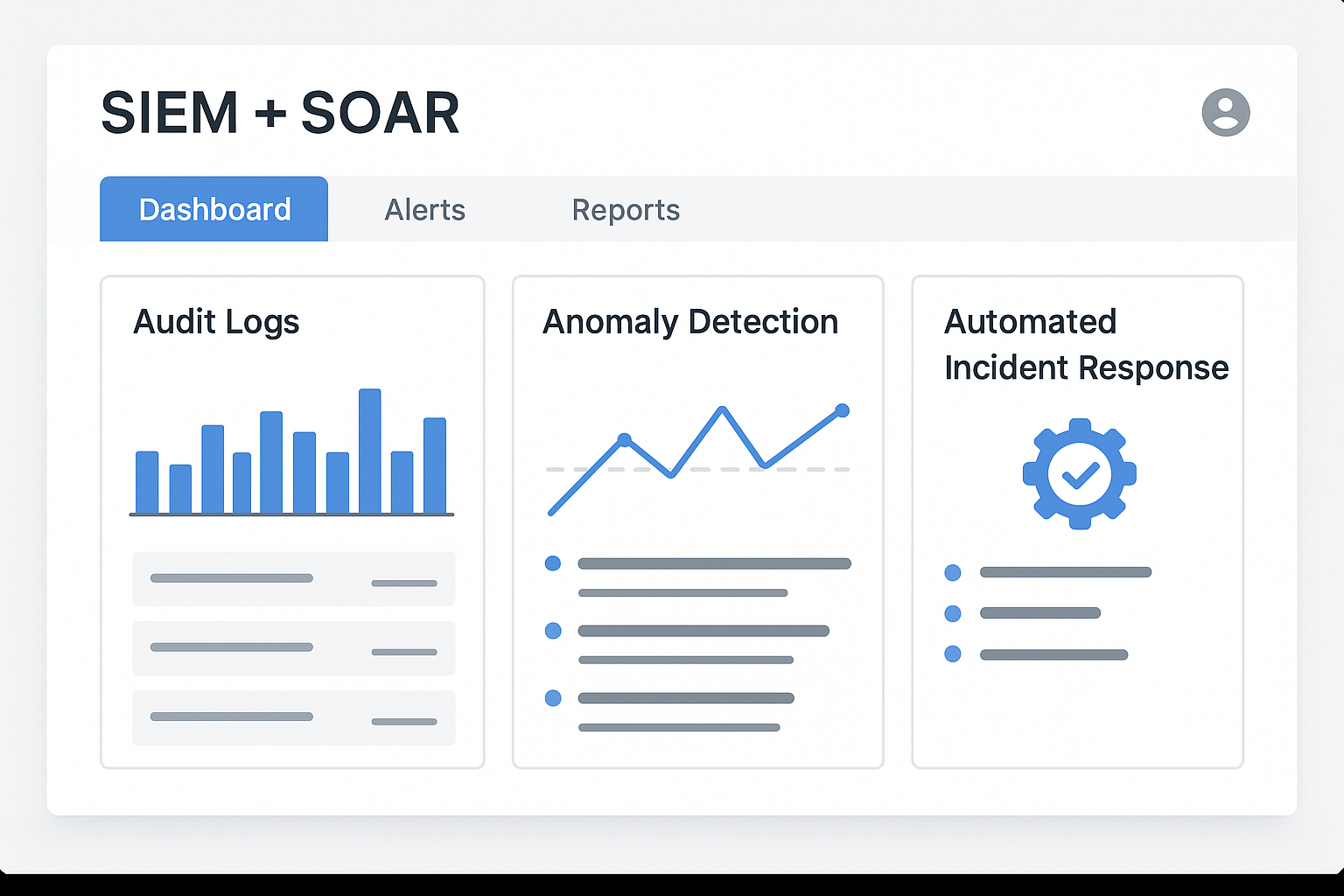SIEM과 SOAR 시스템과 통합된 모니터링 대시보드, 감사 로그와 이상 탐지, 자동화된 사고 대응 기능 강조
