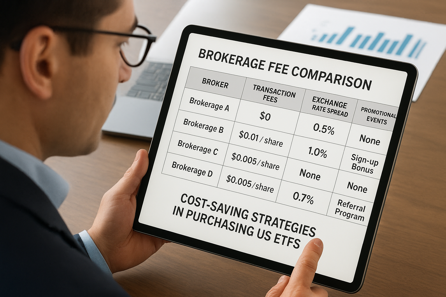 미국 ETF 매수 시 증권사 수수료 및 환전 비용 비교하는 투자자