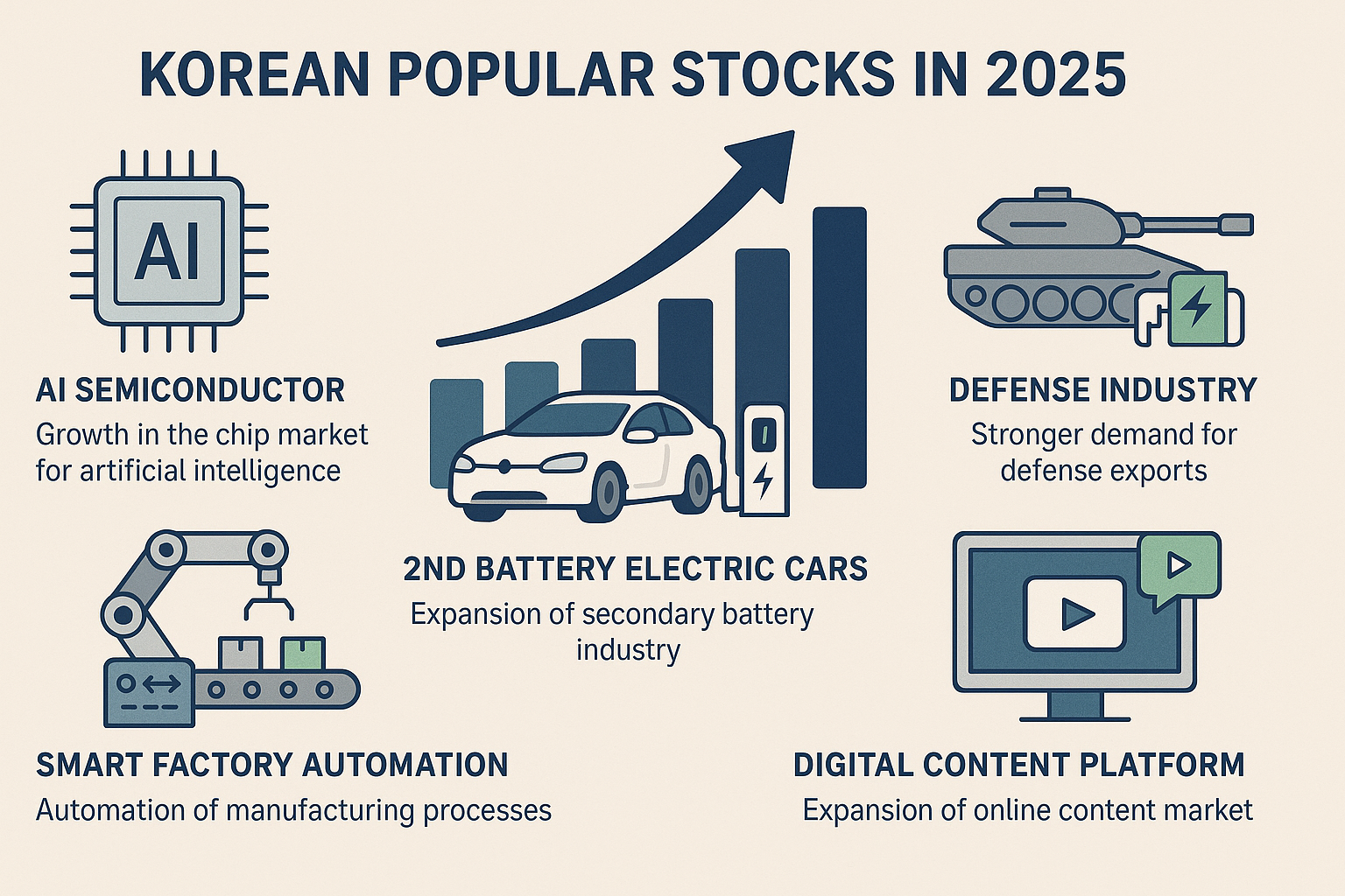 2025년 한국 주식 주요 인기 섹터를 시각화한 인포그래픽