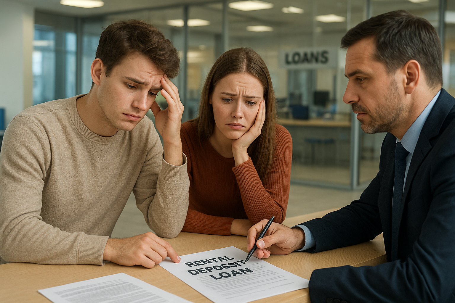 청년이 은행 대출 창구에서 대출 상담을 받는 모습