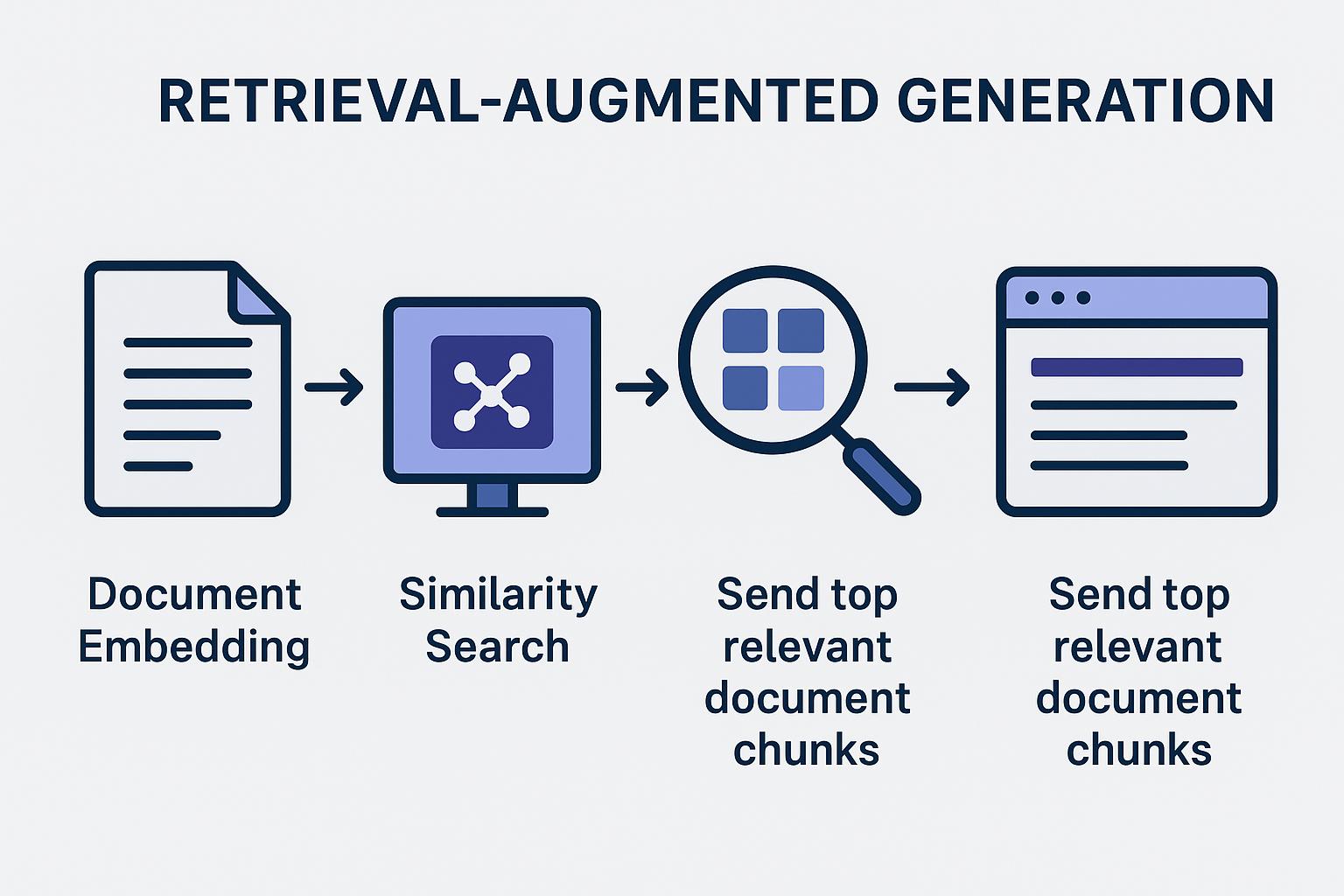 관련 문서 조각만을 선택해 보내는 RAG 개념을 보여주는 인포그래픽